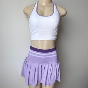 Attraco Lavender Athletic Tennis Dress Set with Sports Bra Top and Skort Size M